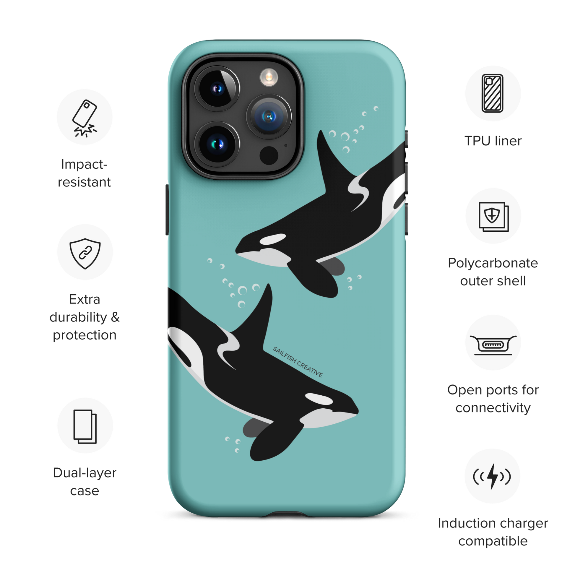 iPhone Tough Phone Case - Orca Killer Whale - Sailfish Creative