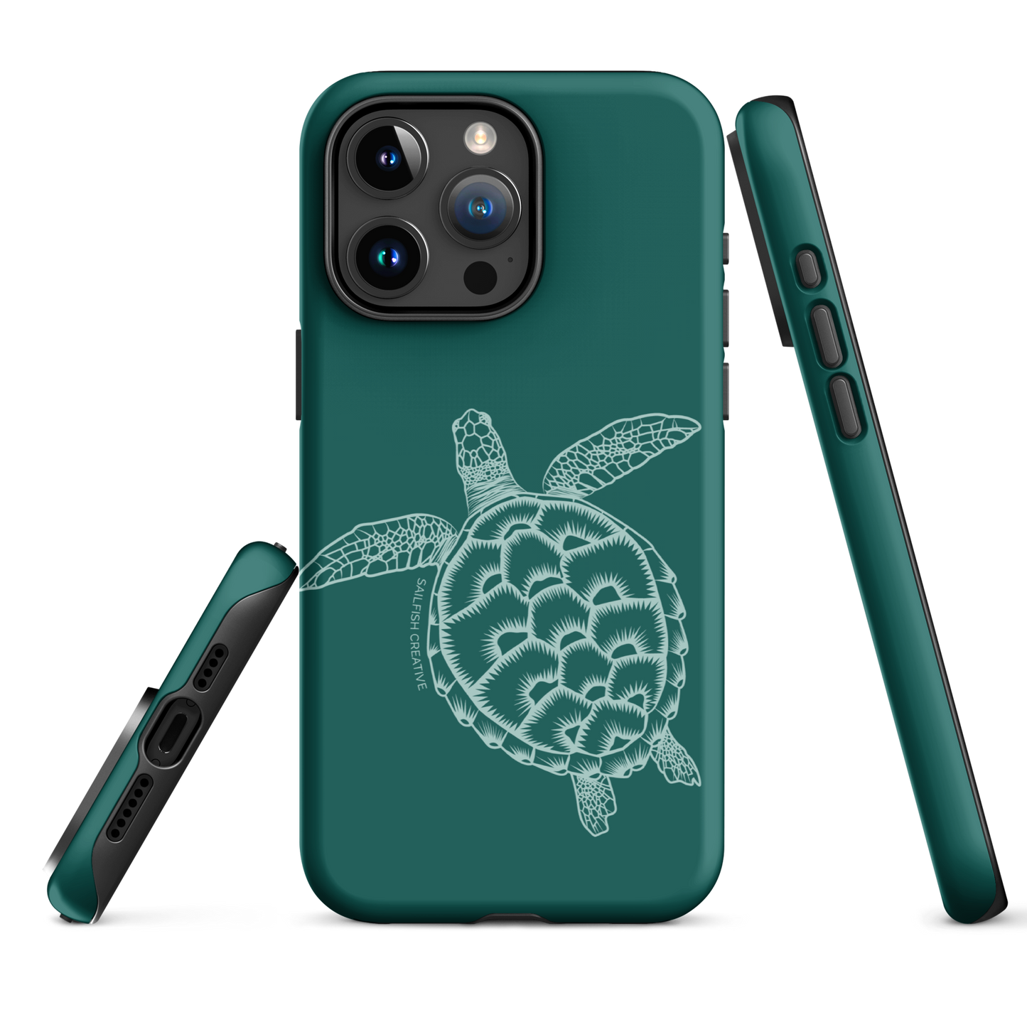 iPhone Tough Case - Turtle Outline Emerald
