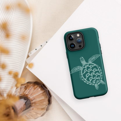iPhone Tough Case - Turtle Outline Emerald
