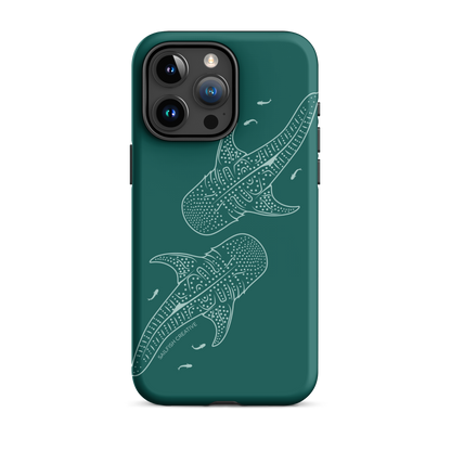 iPhone Tough Case - Whale Sharks Outline Emerald