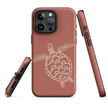 iPhone Tough Case - Turtle Outline Rusty Coral