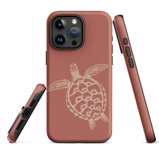 iPhone Tough Case - Turtle Outline Rusty Coral