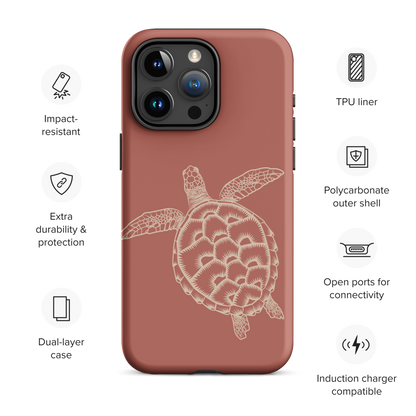 iPhone Tough Case - Turtle Outline Rusty Coral