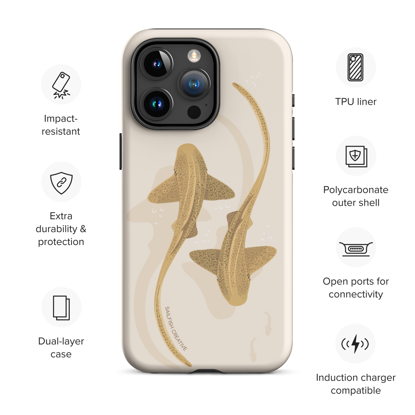 iPhone Tough Phone Case - Leopard Sharks Sand