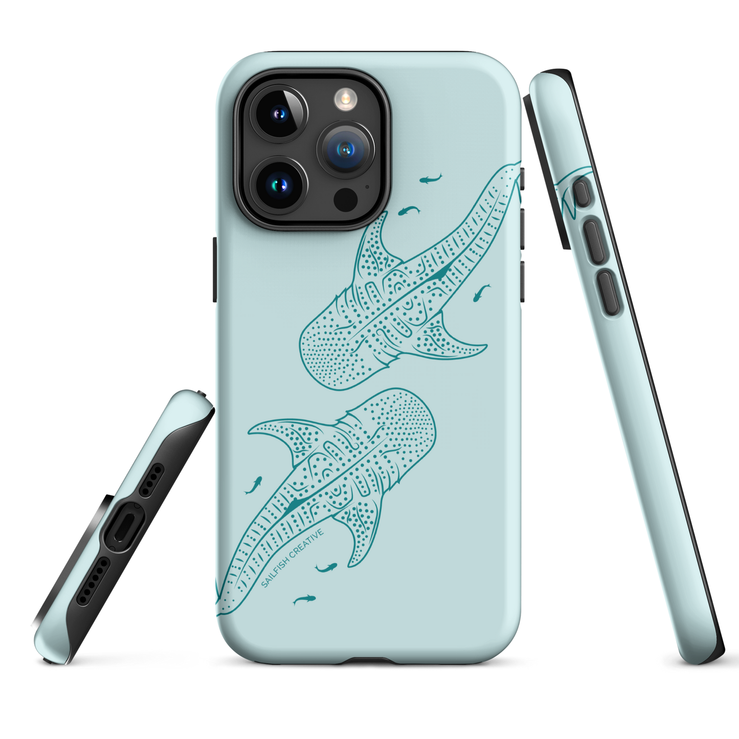 iPhone Tough Case - Whale Sharks Outline Teal