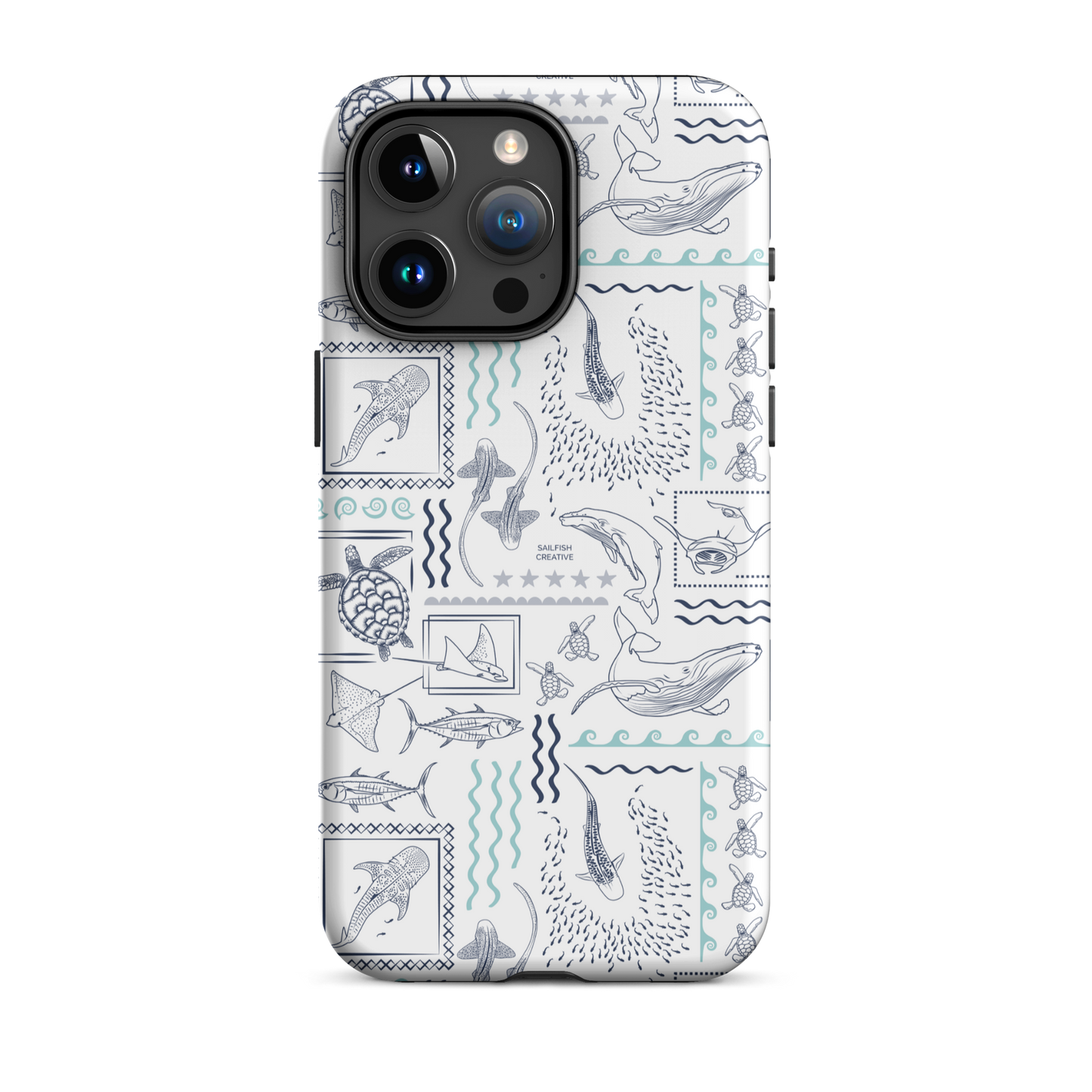 iPhone Phone Case - Busy Print Navy and Teal on White