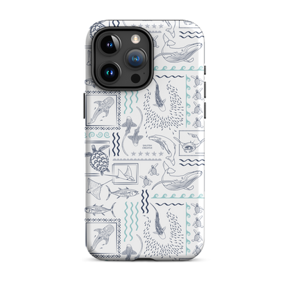 iPhone Phone Case - Busy Print Navy and Teal on White