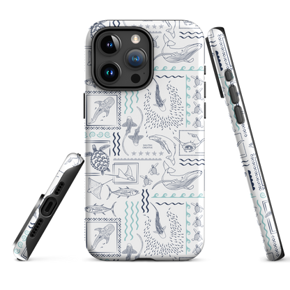 iPhone Phone Case - Busy Print Navy and Teal on White