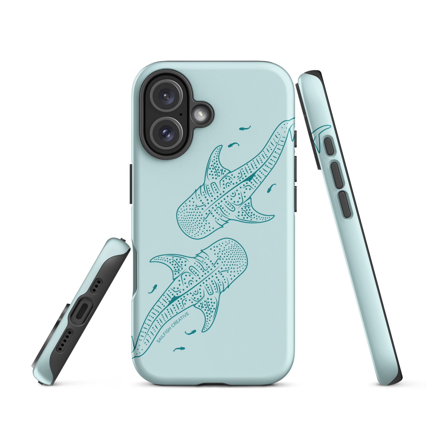 iPhone Tough Case - Whale Sharks Outline Teal
