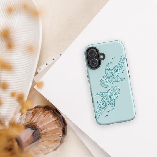 iPhone Tough Case - Whale Sharks Outline Teal