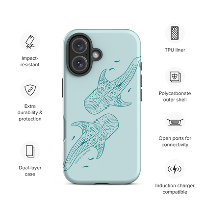 iPhone Tough Case - Whale Sharks Outline Teal