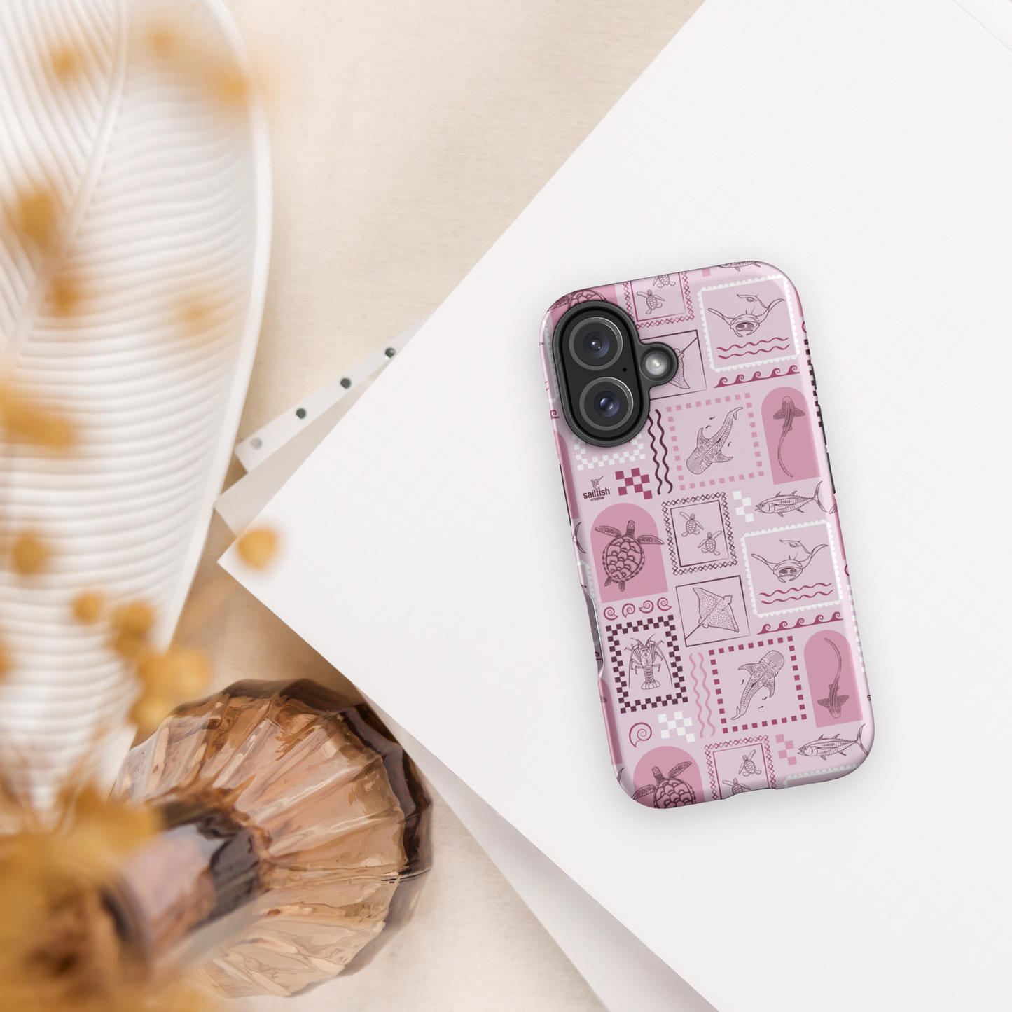iPhone Tough Phone Case - Arches Print Orchid