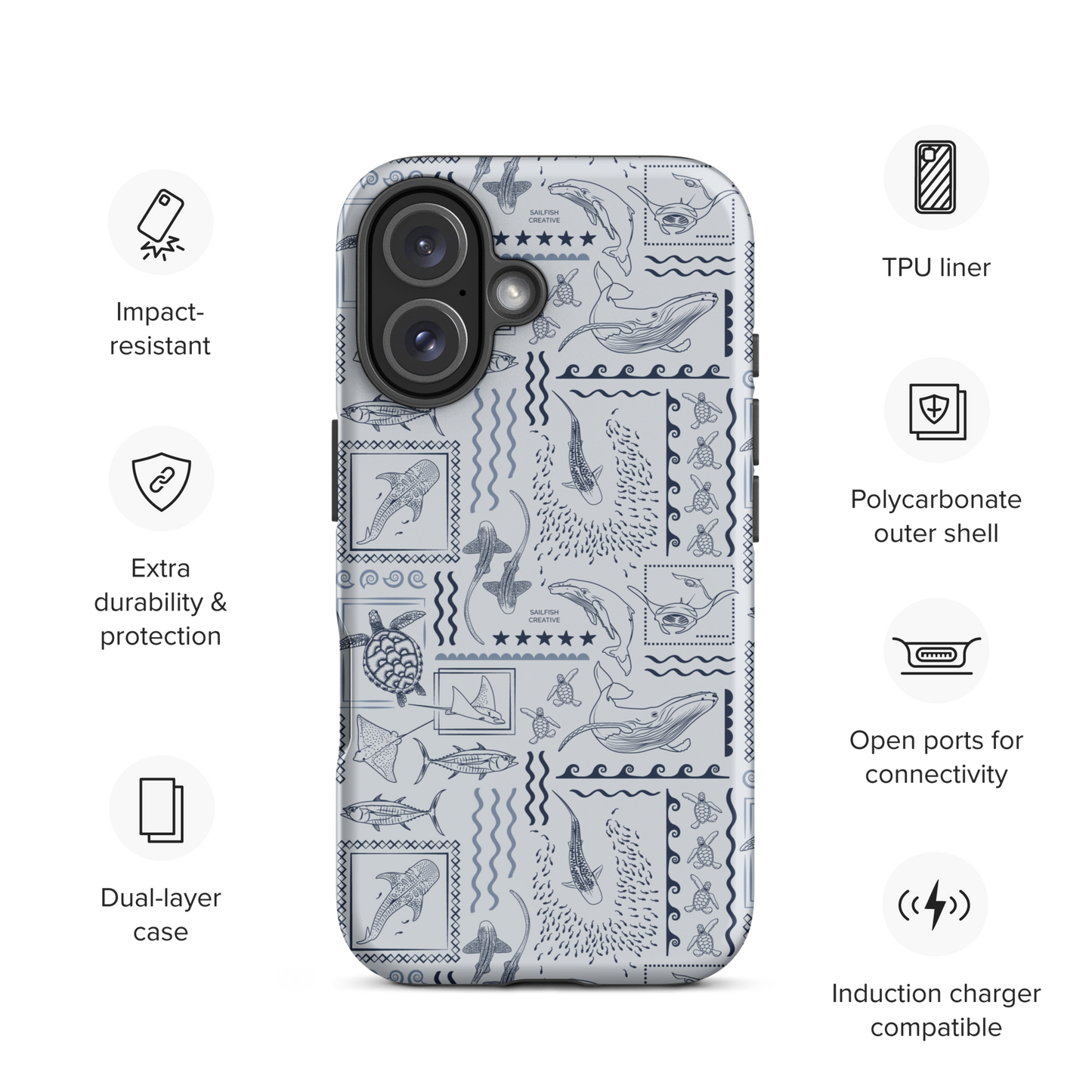 iPhone Phone Case - Busy Print Overcast Blue