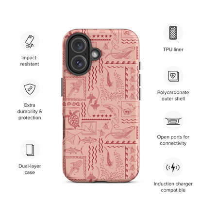 iPhone Tough Phone Case - Busy Print Coral