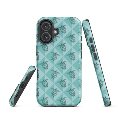 iPhone Tough Phone Case - Turtle Diamonds Teal