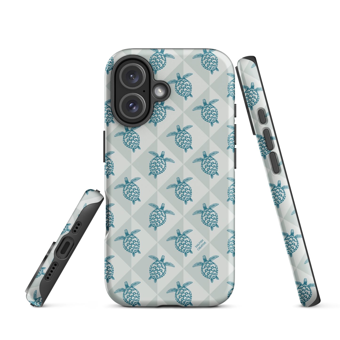 iPhone Tough Phone Case - Turtle Diamonds Coastal Storm