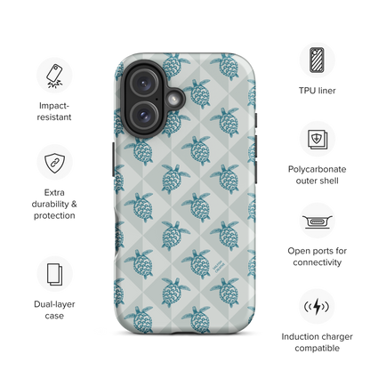 iPhone Tough Phone Case - Turtle Diamonds Coastal Storm
