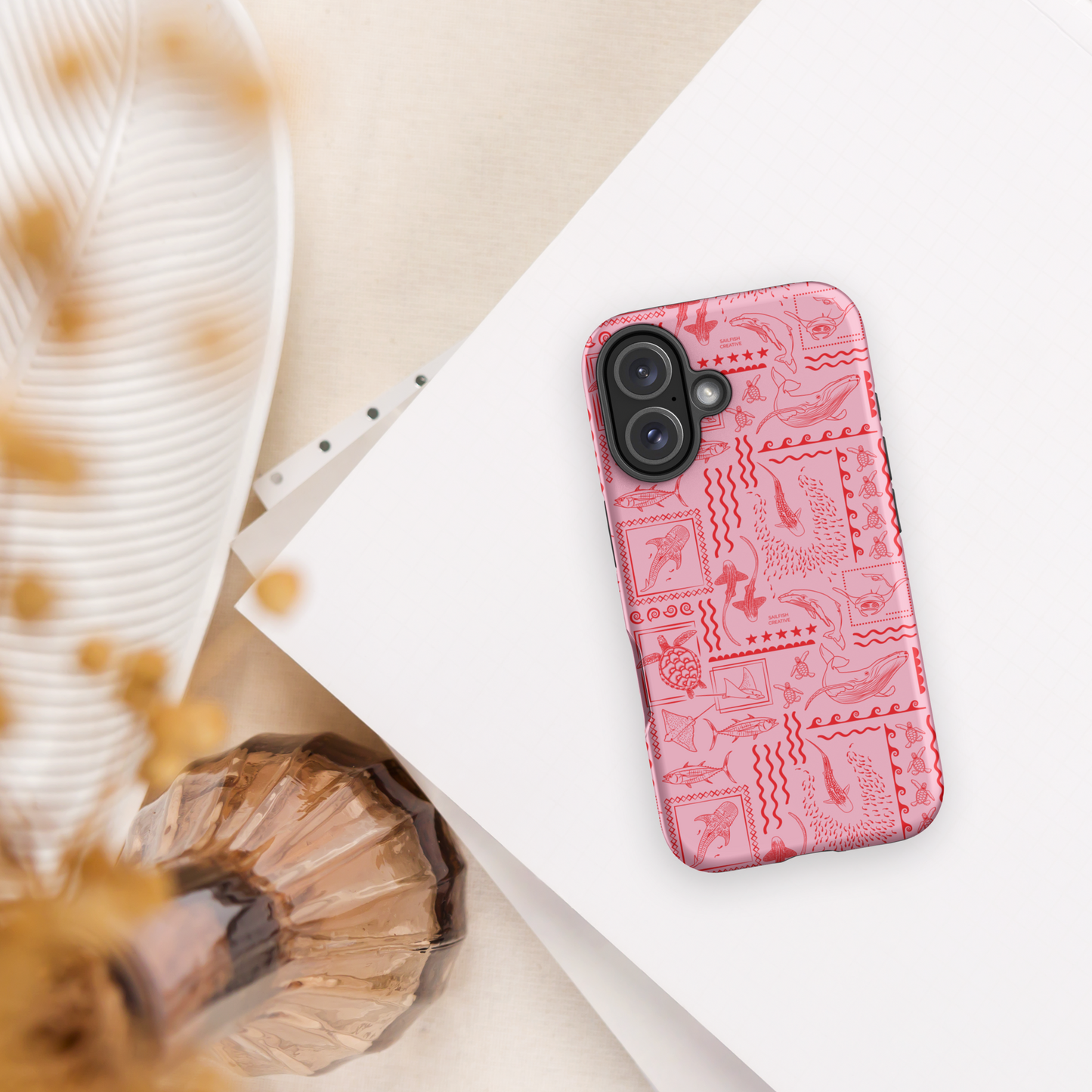 iPhone Tough Phone Case - Busy Print Pinks