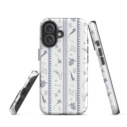 iPhone Tough Phone Case - Candy Stripes Overcast Blue on White