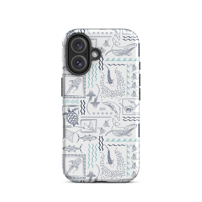 iPhone Phone Case - Busy Print Navy and Teal on White