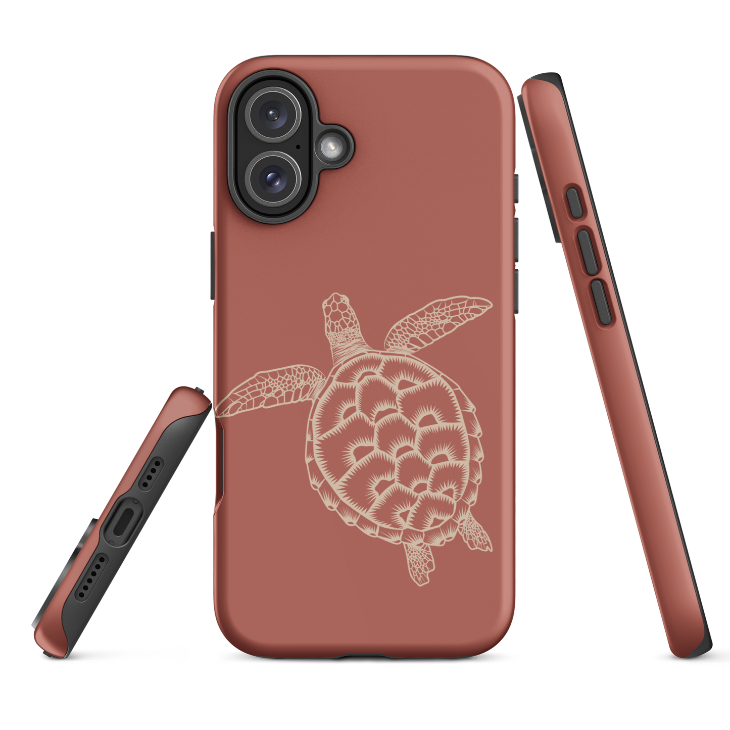 iPhone Tough Case - Turtle Outline Rusty Coral