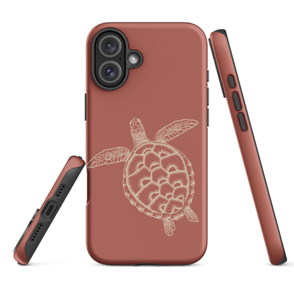 iPhone Tough Case - Turtle Outline Rusty Coral