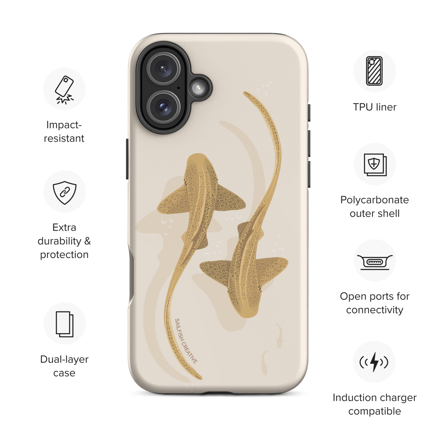 iPhone Tough Phone Case - Leopard Sharks Sand