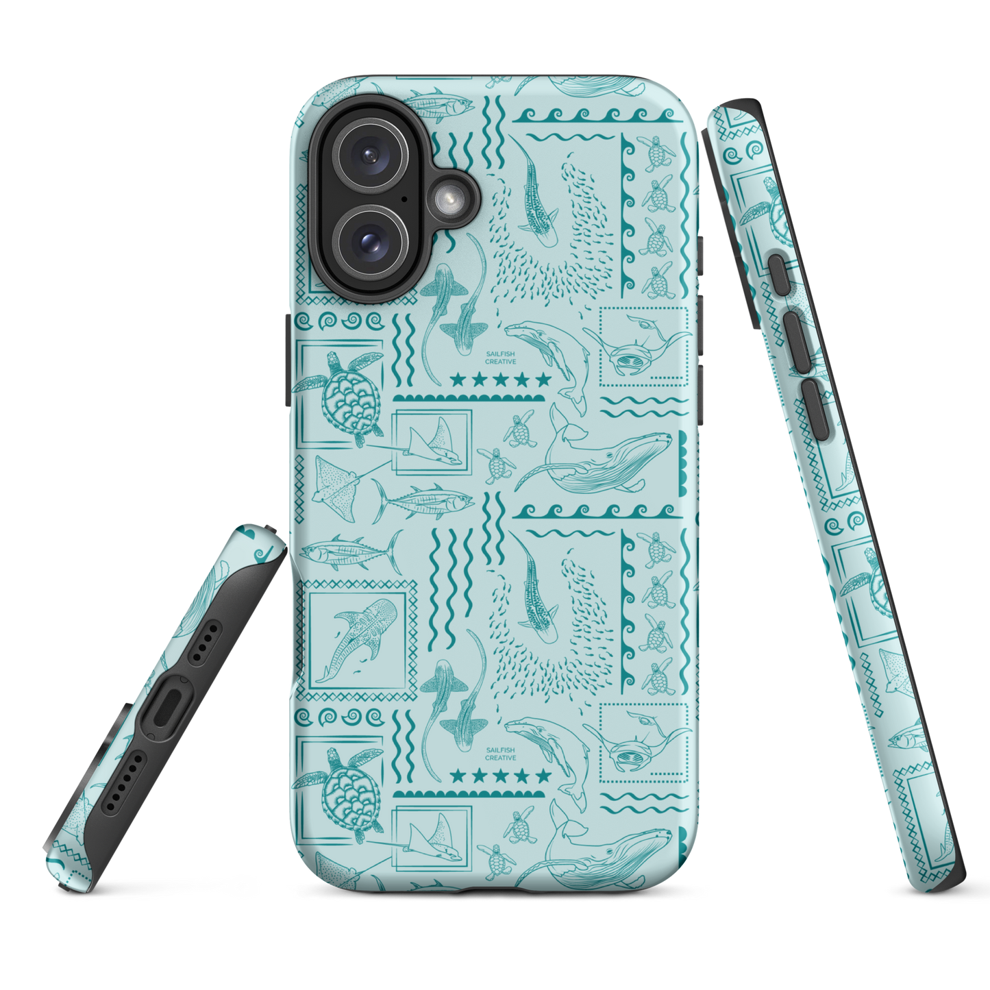 iPhone Tough Phone Case - Busy Print Teal