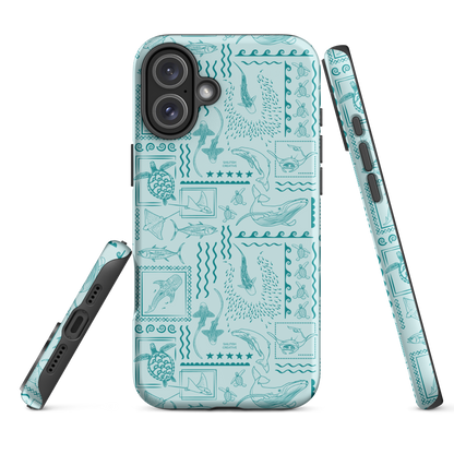 iPhone Tough Phone Case - Busy Print Teal