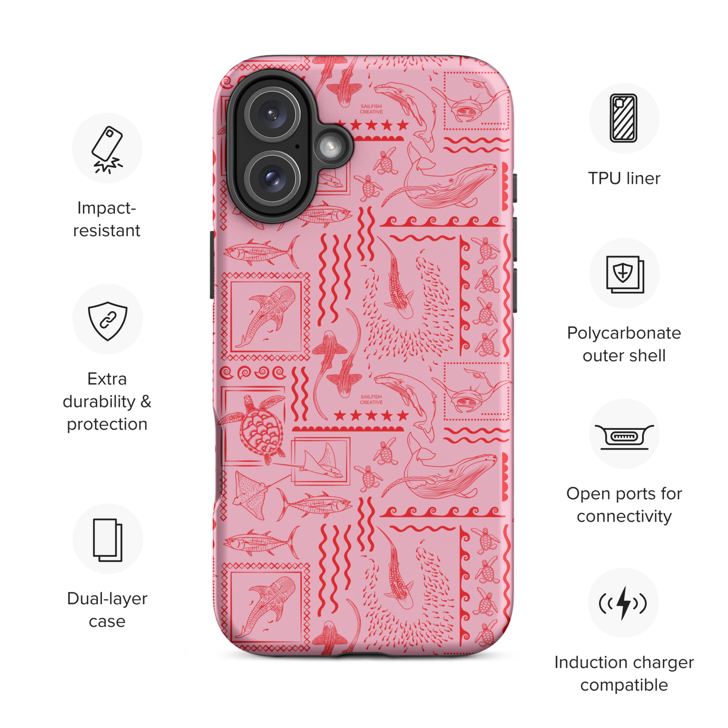 iPhone Tough Phone Case - Busy Print Pinks