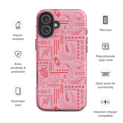 iPhone Tough Phone Case - Busy Print Pinks