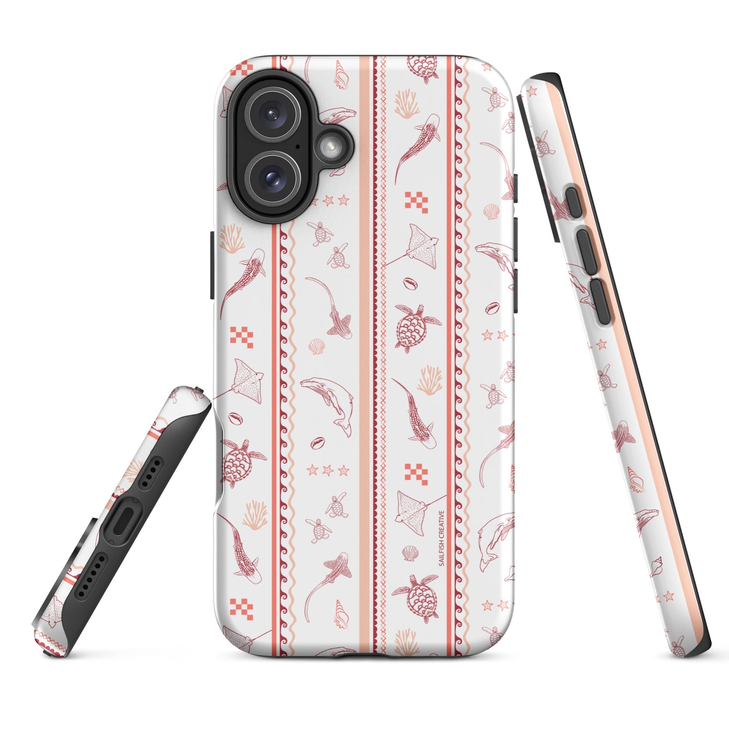iPhone Tough Phone Case - Candy Stripes Coral