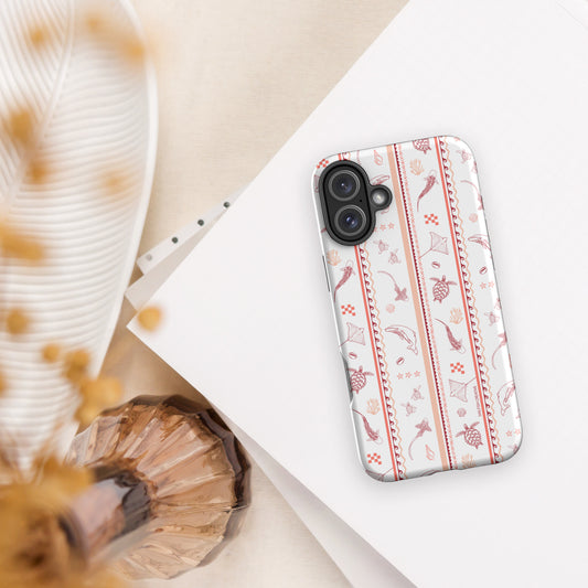 iPhone Tough Phone Case - Candy Stripes Coral