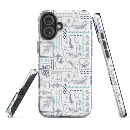 iPhone Phone Case - Busy Print Navy and Teal on White