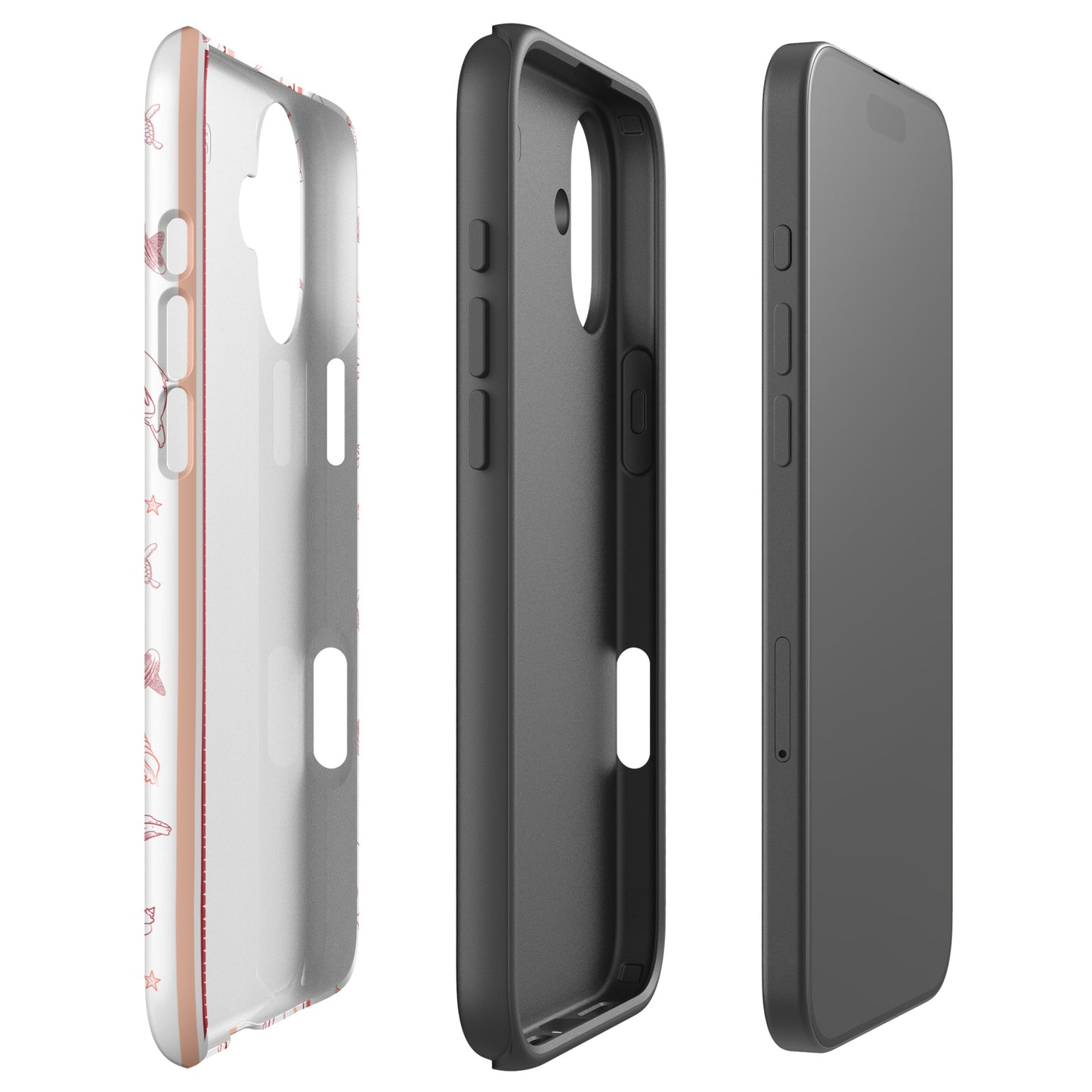 iPhone Tough Phone Case - Candy Stripes Coral