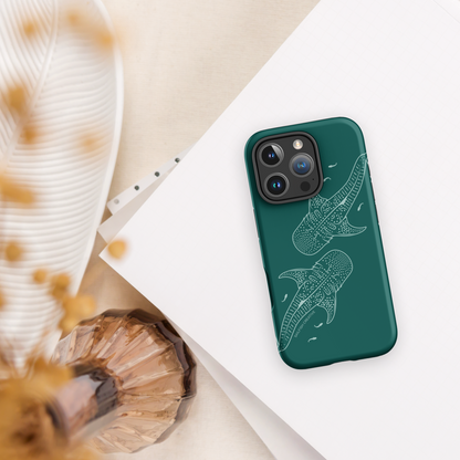 iPhone Tough Case - Whale Sharks Outline Emerald
