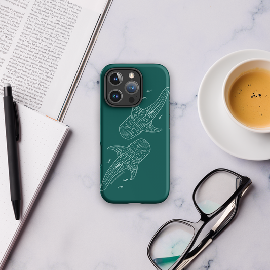 iPhone Tough Case - Whale Sharks Outline Emerald
