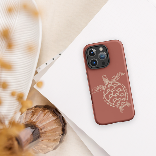 iPhone Tough Case - Turtle Outline Rusty Coral