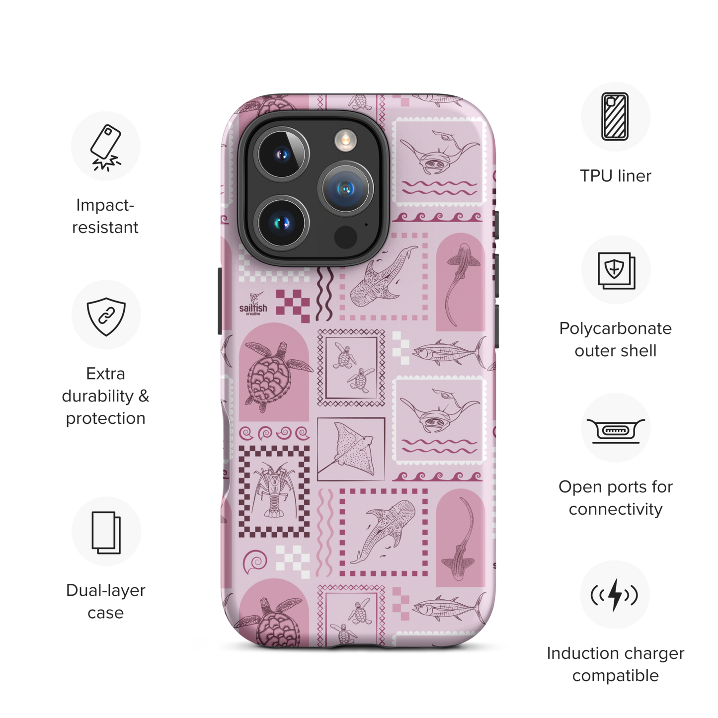 iPhone Tough Phone Case - Arches Print Orchid