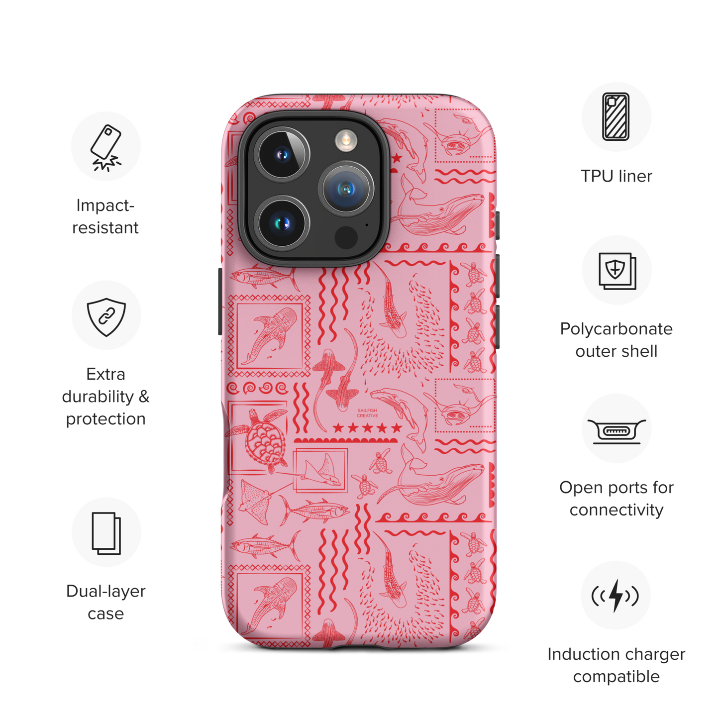 iPhone Tough Phone Case - Busy Print Pinks