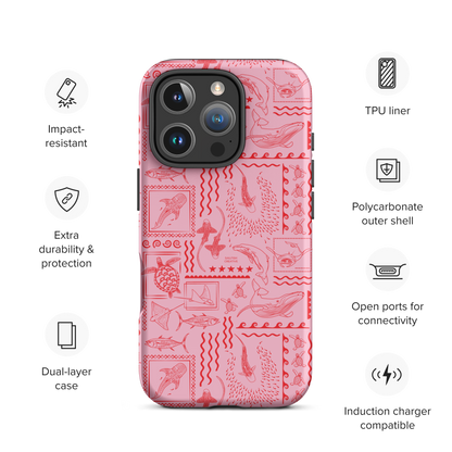 iPhone Tough Phone Case - Busy Print Pinks