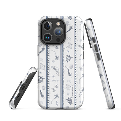 iPhone Tough Phone Case - Candy Stripes Overcast Blue on White