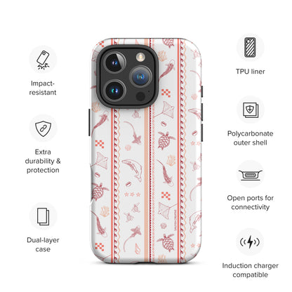 iPhone Tough Phone Case - Candy Stripes Coral