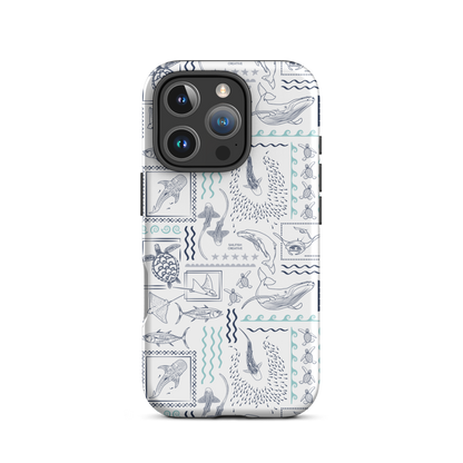 iPhone Phone Case - Busy Print Navy and Teal on White