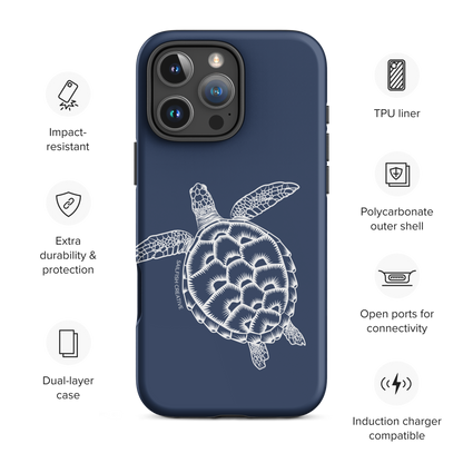 iPhone Tough Phone Case - Turtle Outline Navy - Sailfish Creative