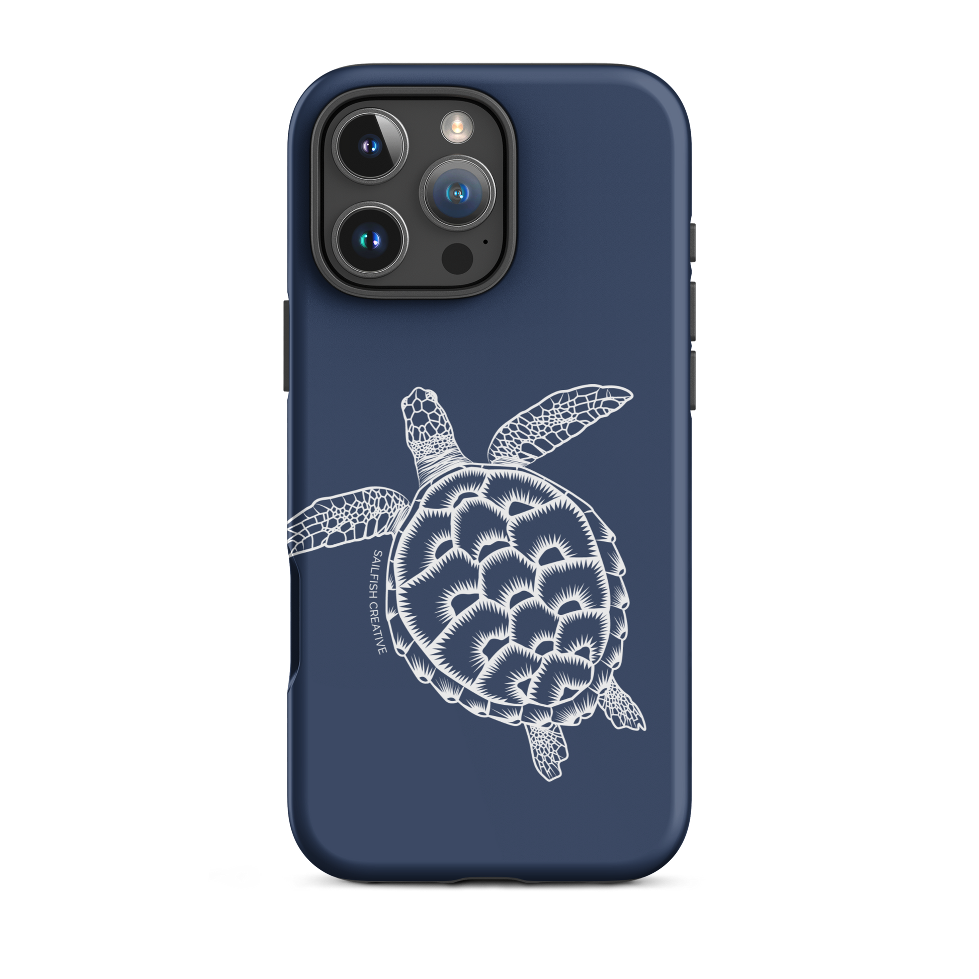 iPhone Tough Phone Case - Turtle Outline Navy - Sailfish Creative