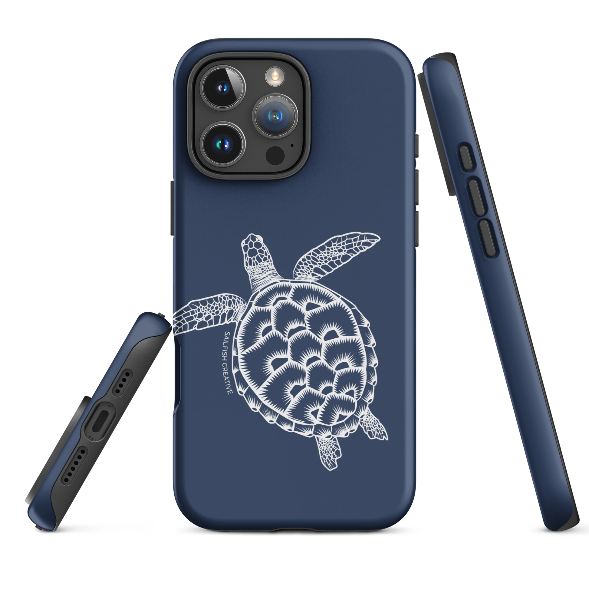 iPhone Tough Phone Case - Turtle Outline Navy - Sailfish Creative