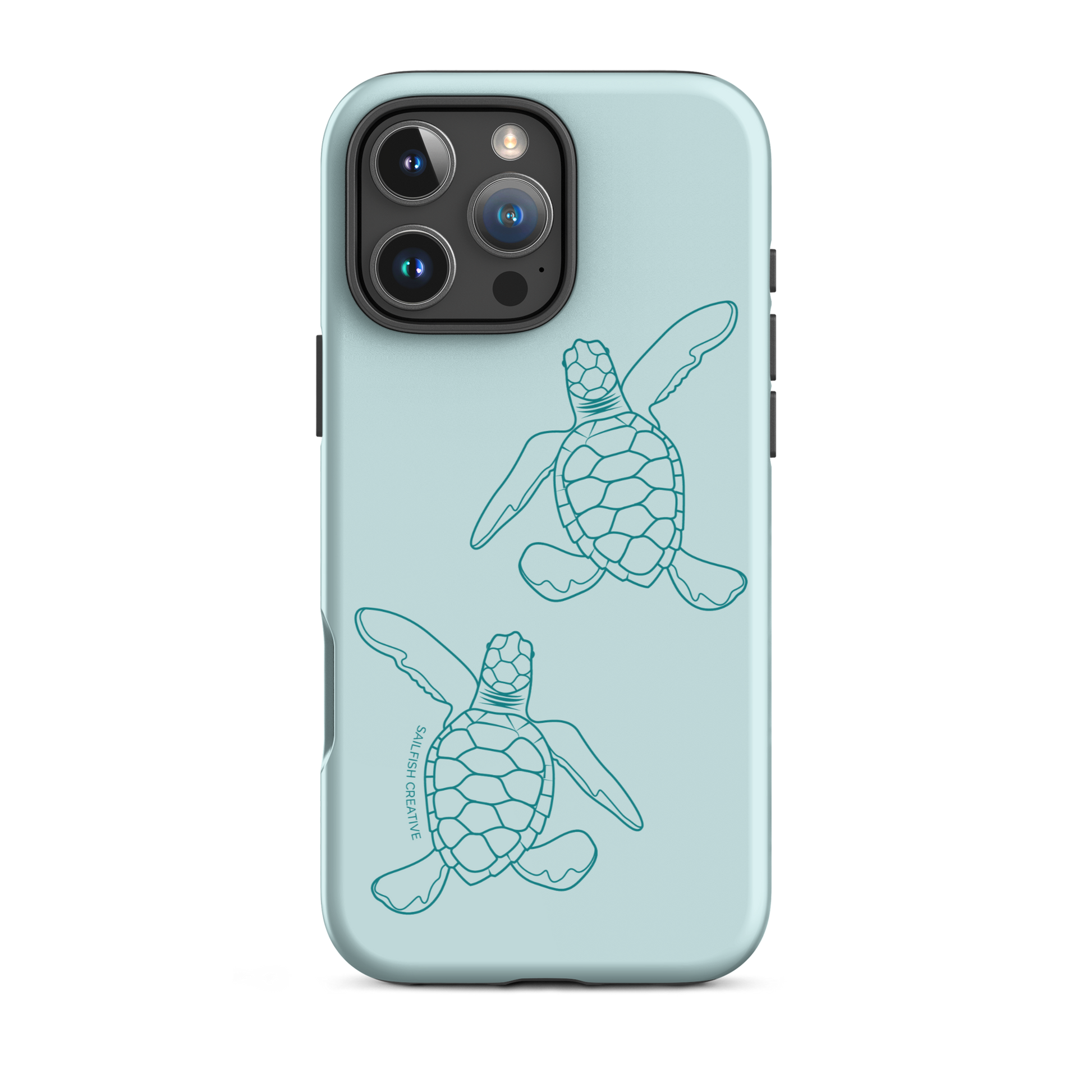 iPhone Tough Phone Case - Turtle Hatchlings Outline Teal - Sailfish Creative