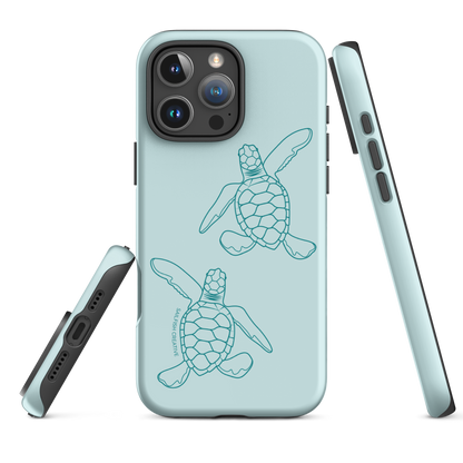 iPhone Tough Phone Case - Turtle Hatchlings Outline Teal - Sailfish Creative