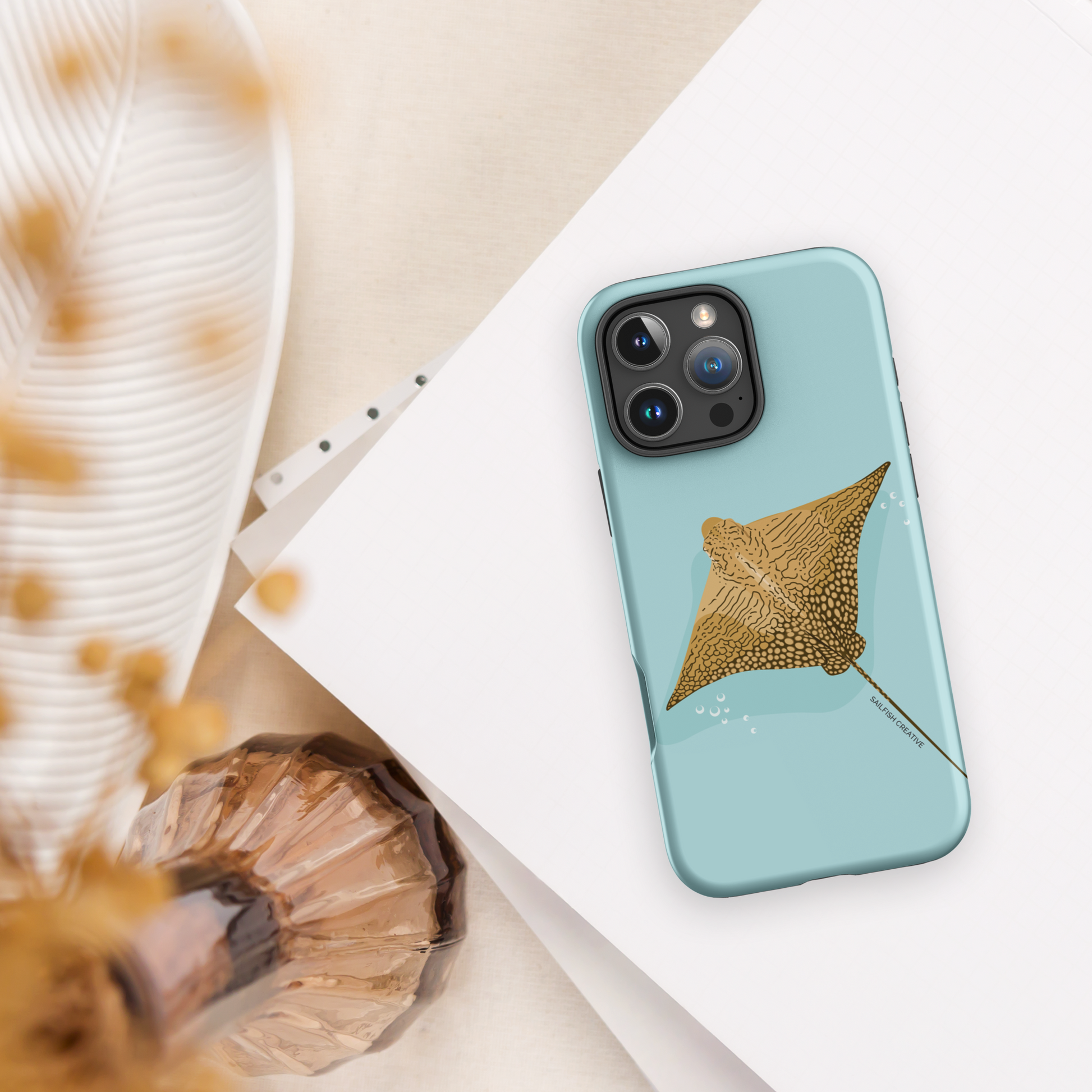 iPhone Tough Phone Case - Ornate Eagle Ray - Sailfish Creative